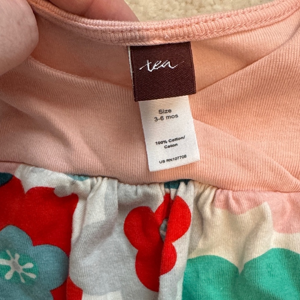 Tea Collection Floral Footie in Pink, Teal & Red - Picture 2 of 5
